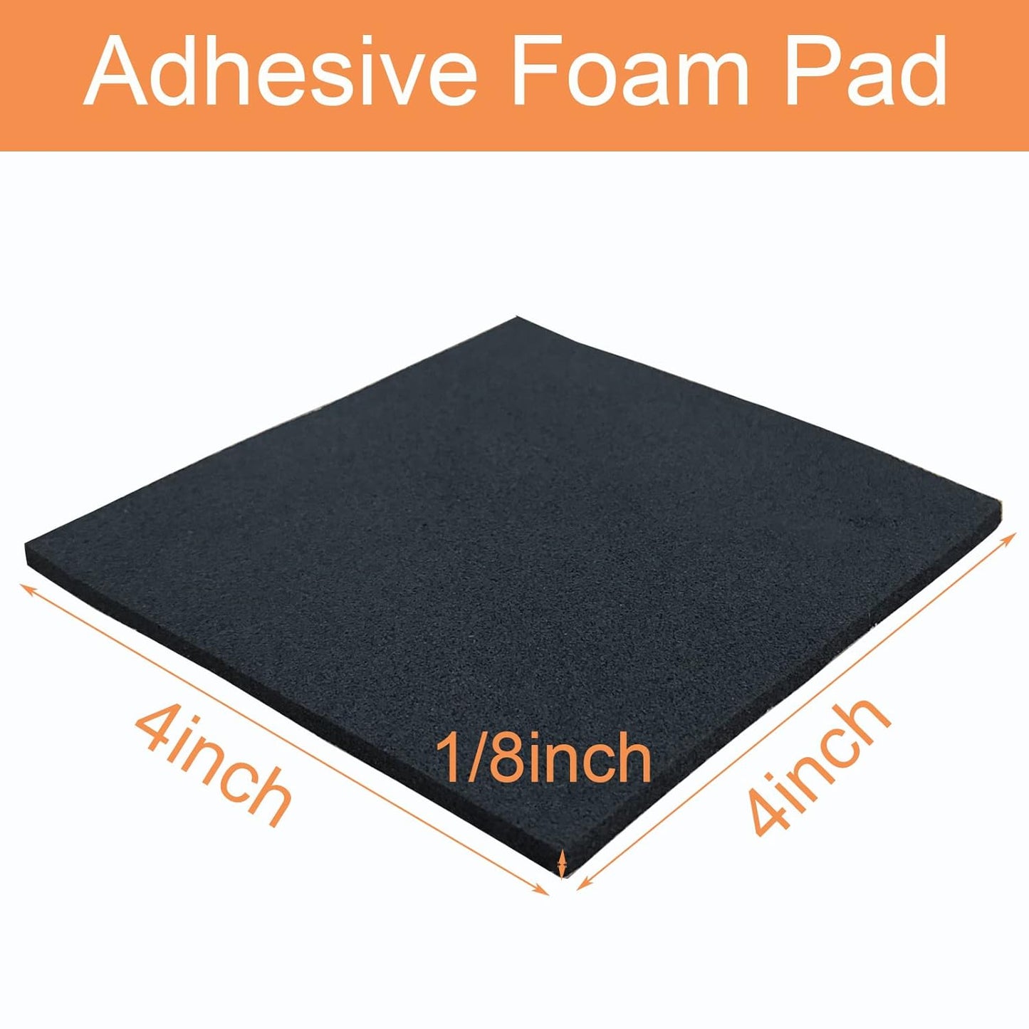8 Pcs Black Adhesive Foam Padding, Closed Cell Foam Sheet 1/8" Thick 4 Inch X 4 Inch, Neoprene Rubber Pad Self Stick Anti-Slip Adhesive Anti Vibration Foam Pad (4inX 4inX 1/8in, 8)