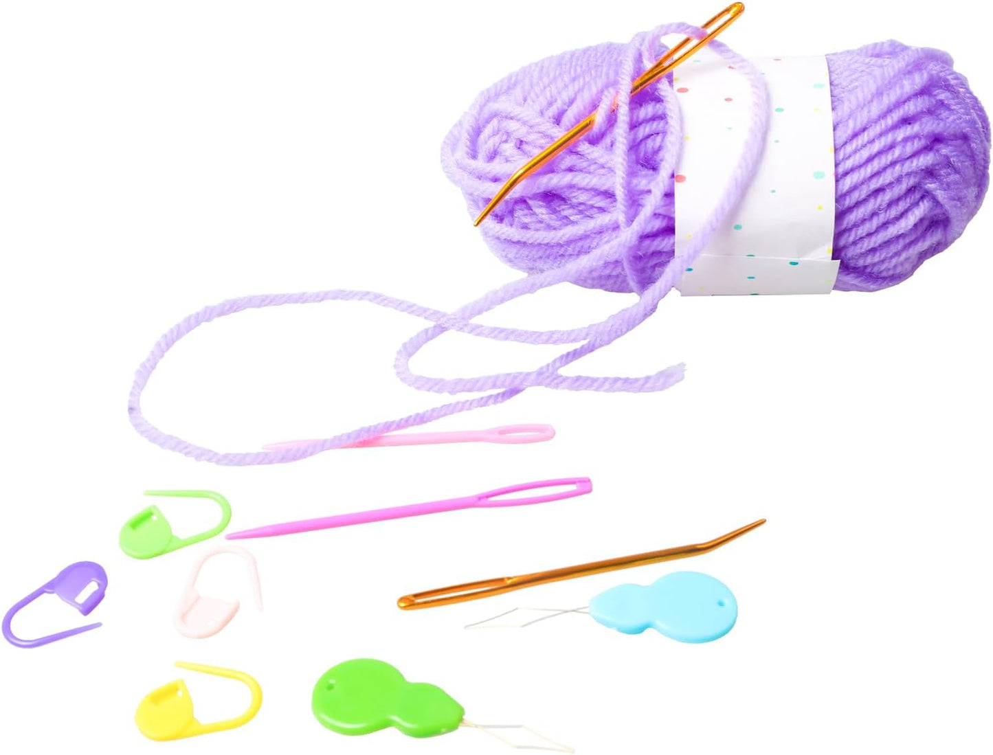 Hekisn 45Pcs Large Eye Blunt Yarn Needles kit, Assorted Sizes Bent Tapestry Darning Needle, Sewing Needles with Needle Threaders & Stitch Markers for Knitting Crochet (Orange&Purple)