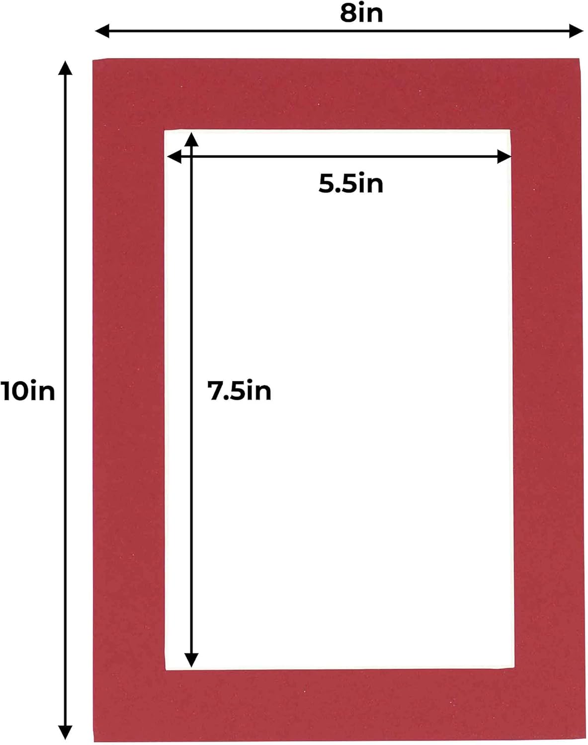 6x8 Mat for 8x10 Frame - Precut Mat Board Acid-Free Deep Red 6x8 Photo Matte Made to Fit a 8x10 Picture Frame, Premium Matboard for Family Photos, Show Kits, Art, Picture Framing, Pack of 1 Mat