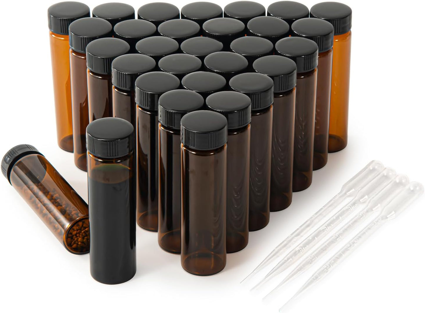 40ml Amber Small Glass Vials 30pcs with Screw Caps(30pcs)