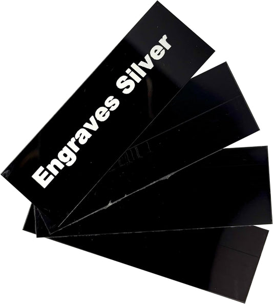 Blank Metal Plates for Laser Engraving - 4 Pack | Aluminum Sheets 0.020" Thick | CO2, Diode, Fiber Laser Compatible | Multiple Sizes & Colors (Black (engraves silver), 1x3 inch)