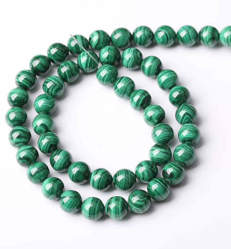 23pcs 8mm Natural Green Malachite Beads AAA Gemstone Round Loose Beads for Jewelry Making DIY Bracelets Necklaces Crystal Energy Healing Stone Beads