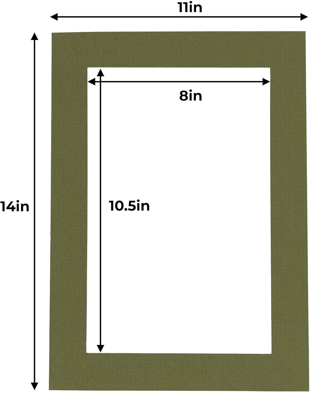 11x14 Mat for 8.5x11 Photo - Precut Dill Green Picture Matboard for Frames 11 x 14 Inches - Bevel Cut to Display Art 8.5 x 11 Inches - Acid Free Pack of 25 MATS with Backing Boards & Clear Bags