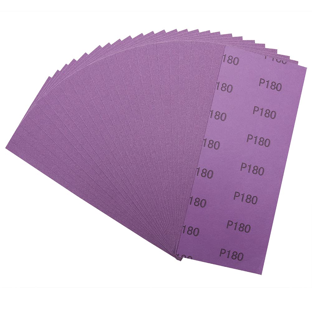 Sandpaper 180 Grit,Wet Dry Sanding Sheets,High Performance Ceramic Abrasive Sand Paper for Wood Furniture Finishing,Metal Grinding,Automotive Polishing,9 x 3.6 Inch,25-Pack