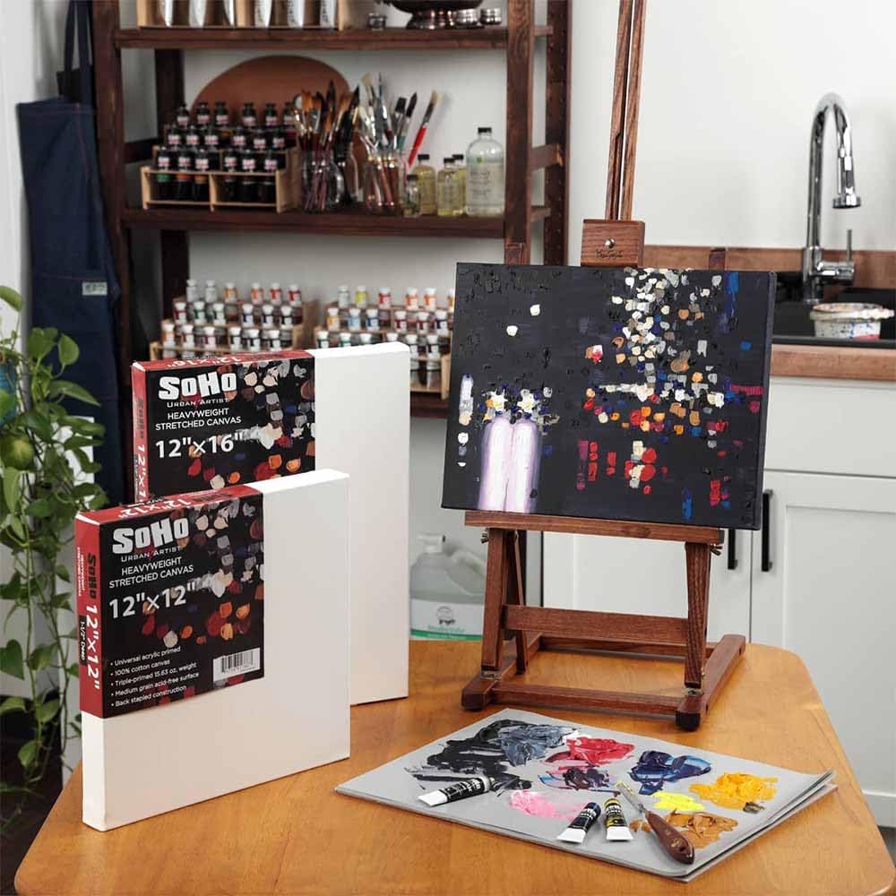 SoHo Urban Artist, 30x40 Heavyweight Stretched Cotton Canvas for Painting - 1.5" Deep- 3 Pack, Triple Primed, 100% Cotton Canvas, Archival, Universal Primed for Oil, Acrylic, Alkyd, Mixed Media