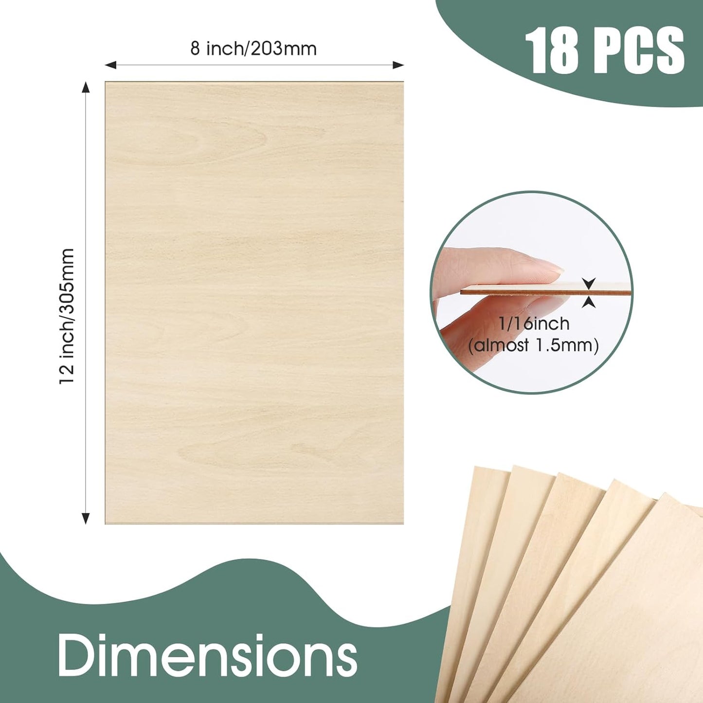 Basswood Sheets 1/16,18 Pack 8x12 Inch Basswood for Laser Cutting, Drawing,Wood Burning, Architectural Models.Plywood Sheets Unfinished Wood Boards for DIY Crafts.
