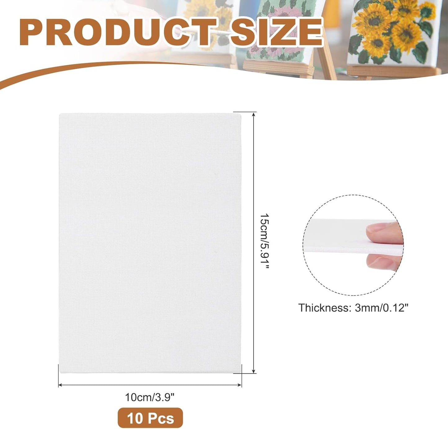 MECCANIXITY Canvas Boards for Painting, 4x6 Cotton Blank Primed Art Canvas Panels Acid-Free for Painting Supplies Oil Acrylic Tempera Watercolor Pouring Paint Artists(White, Pack of 10)