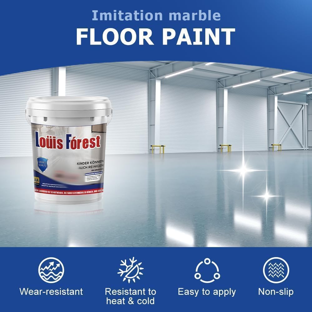 Louis Forest Epoxy Floor Paint, High-Gloss Marble Effect Coating, Epoxy Colored Sand Floor Paint, Wear-Resistant and Non-Slip for Indoor Outdoor (0.5KG-Millet yellow)