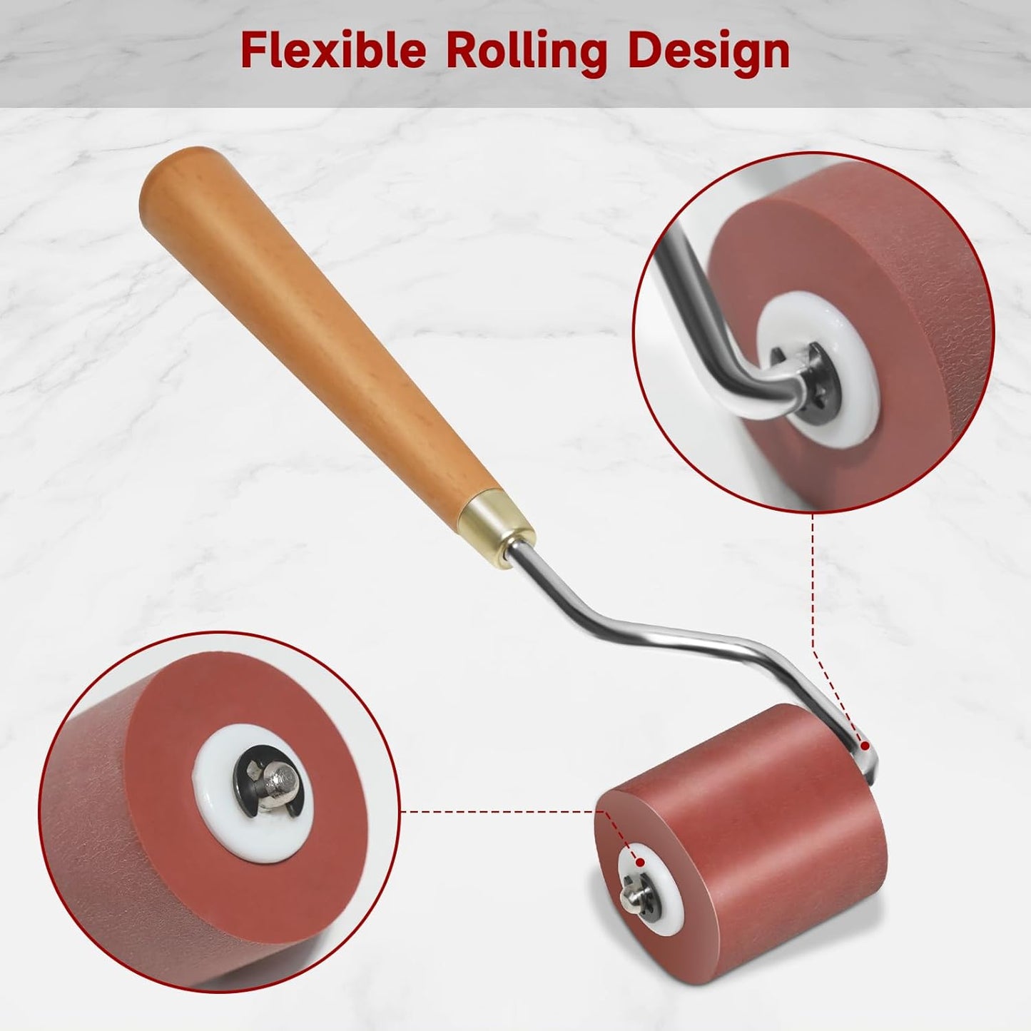 3pcs Rubber Rollers Brayer - Brayer Rollers for Crafting, Ink Roller Set with Comfort Grip for Printmaking, Crafts, and Stamping