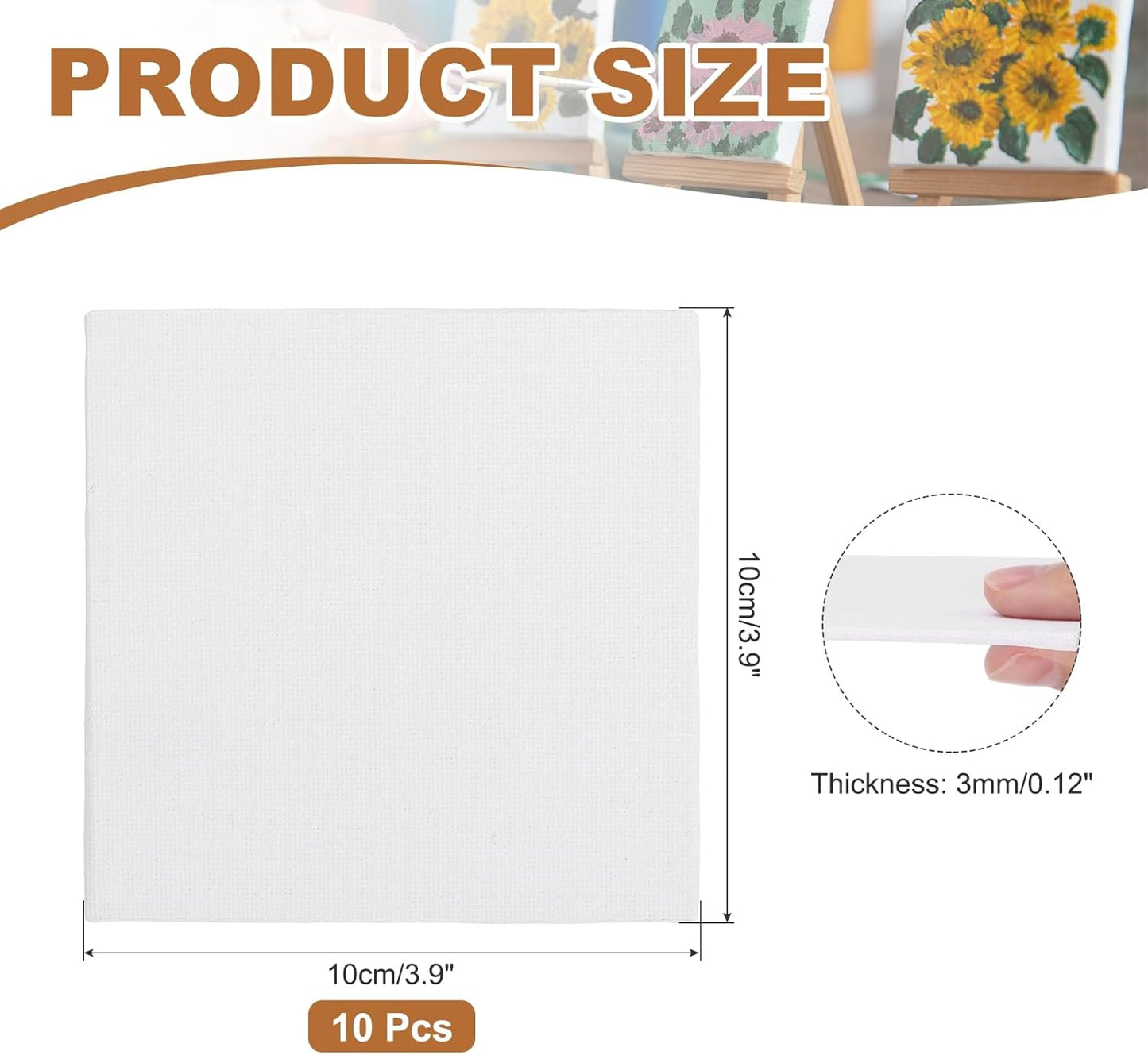 MECCANIXITY Canvas Boards for Painting, 4x4 Cotton Blank Primed Art Canvas Panels Acid-Free for Painting Supplies Oil Acrylic Tempera Watercolor Pouring Paint Artists(White, Pack of 10)