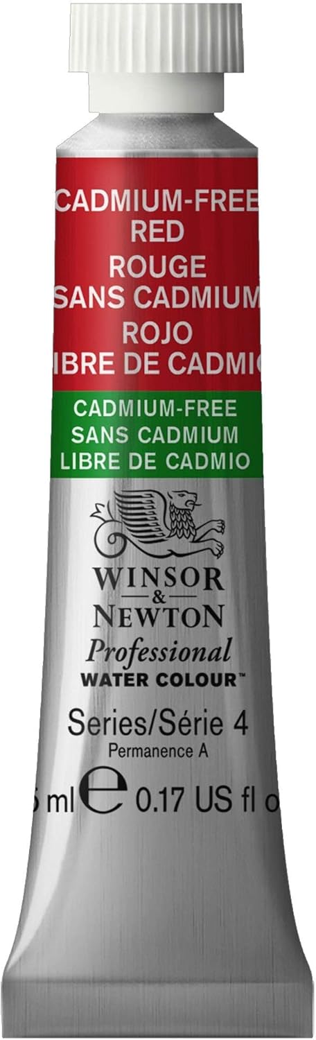 Winsor & Newton Professional Watercolor, 5ml (0.17-oz) Tube, Cadmium-Free Red