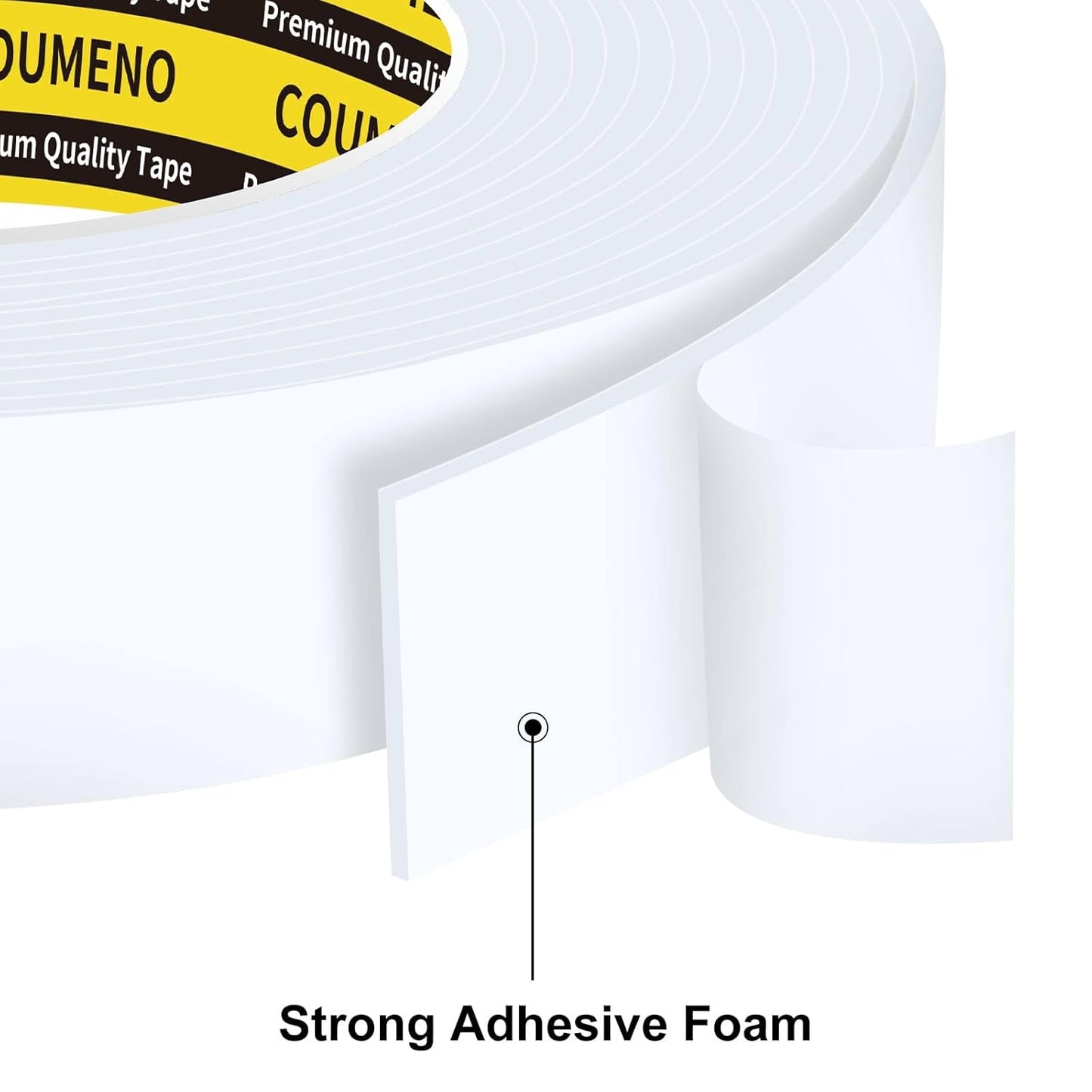 3Pack 1inX16.4FT (Total 49.2FT) Double Sided Foam Strip, EVA Foam Tape, Double Sided Sponge Adhesive Mounting Tape for Home Office Decor White