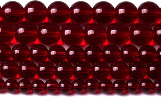 136pcs 6mm Smooth Garnet Red Glass Crystal Round Loose BeadsFor Jewelry Making DIY Bracelet Necklace Accessories 32" 2 Strand