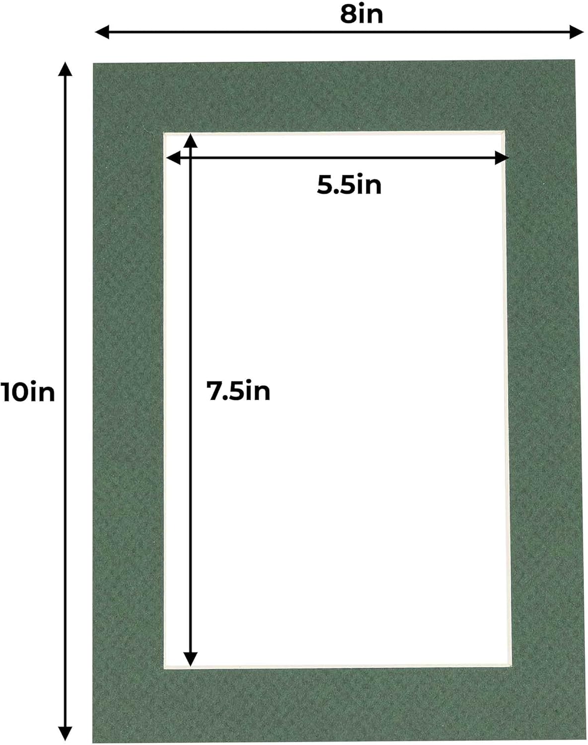6x8 Mat for 8x10 Frame - Precut Mat Board Acid-Free Hunter Green 6x8 Photo Matte Made to Fit a 8x10 Picture Frame, Premium Matboard for Family Photos, Show Kits, Art, Picture Framing, Pack of 1 Mat