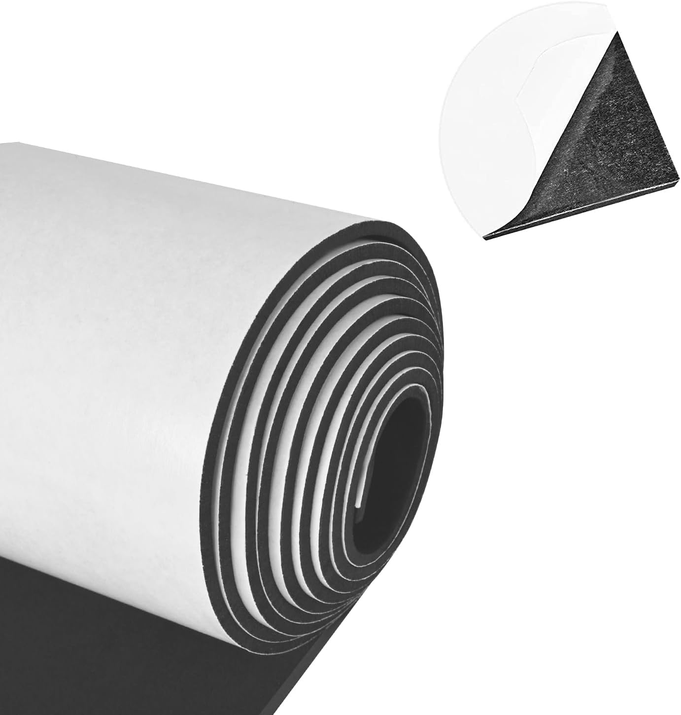 Neoprene Sponge Rubber Foam Sheets with Adhesive Backing, 12" x 81" x 1/8" Black Foam Roll Insulation Board Soundproof Neoprene Mat, Great for Cosplay Padding, DIY, Gaskets, Costume, Crafts