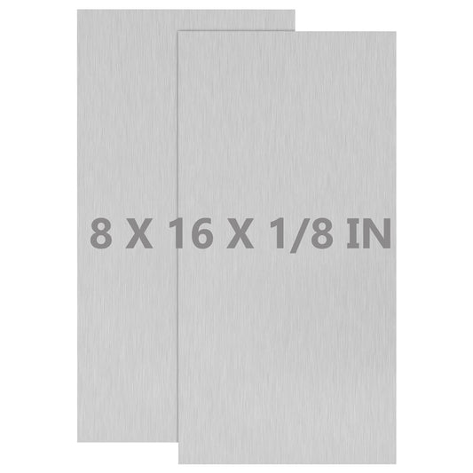 2Pack 6061 T651 Aluminum Sheet Metal 8 x 16 x 1/8 (0.125”) Inch Flat Plain Aluminum Plate Covered with Protective Film, Heat Treatable Rectangle 3MM Aluminum Metal Plate for Industrial, Crafting