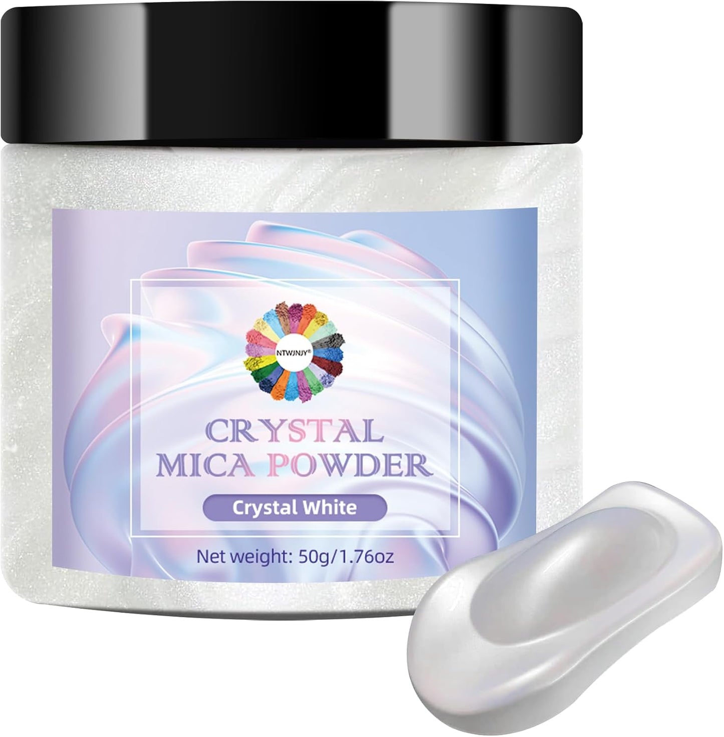 Crystal White Mica Powder for Epoxy Resin，Natural Shimmer Mica Powder Used for Coloring Resin Artwork, car Spray Paint, Candles, soap, Lip Gloss, Nail Polish(50g/1.7oz)