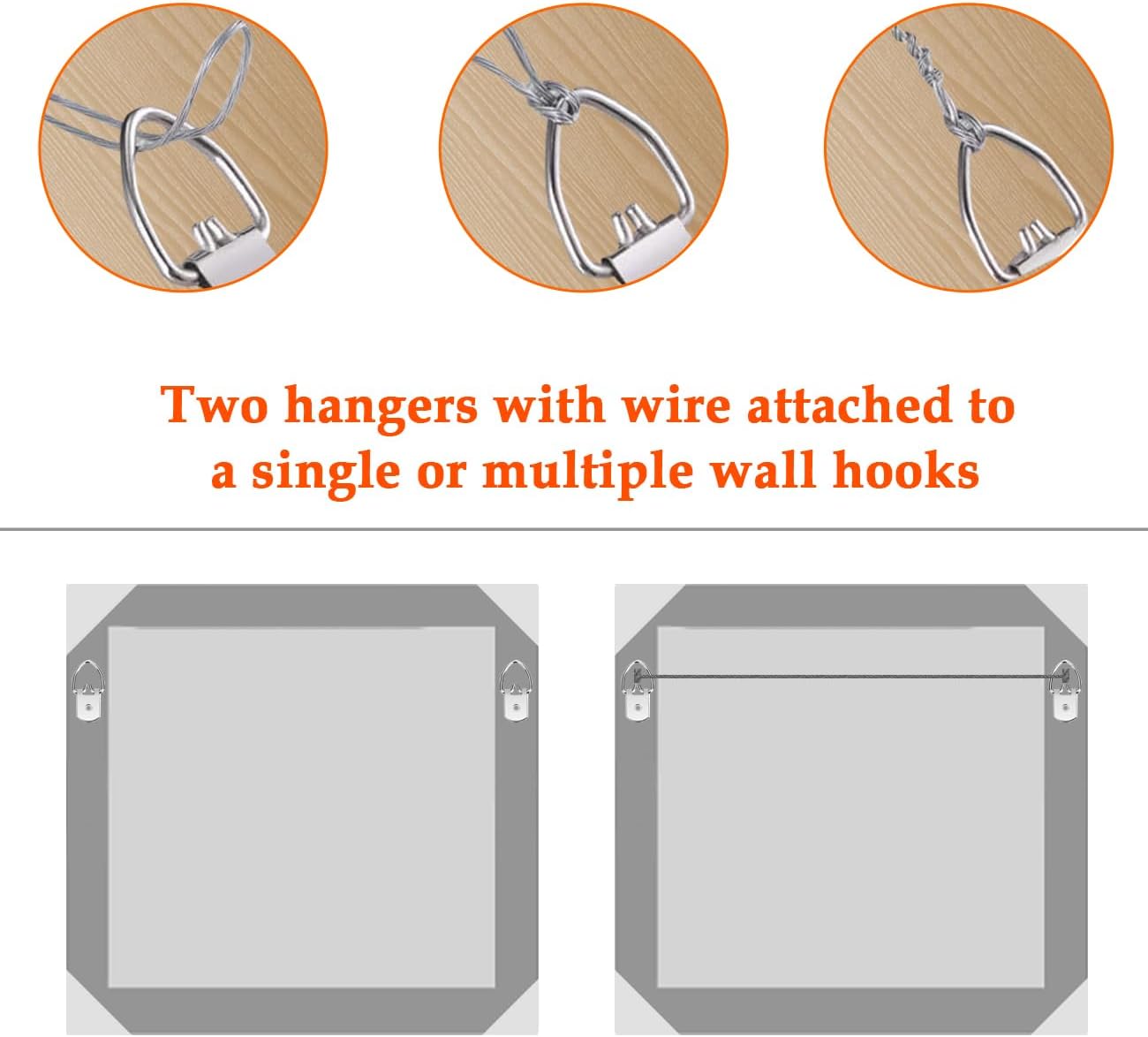 SDTC Tech Picture Wire Hanging Kit Supports Up to 40lbs with D-Rings, Wall Hanging Hooks, 50ft Stainless Steel Wire Rope, Level, Aluminum Crimping Loop Sleeve & Screws for Painting Photo Mirror Frame