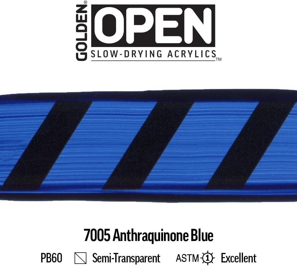 OPEN Slow-Drying Acrylics by GOLDEN, Anthraquinone Blue, 5 fl oz. tube, Professional Acrylic Paint, Semi-Transparent