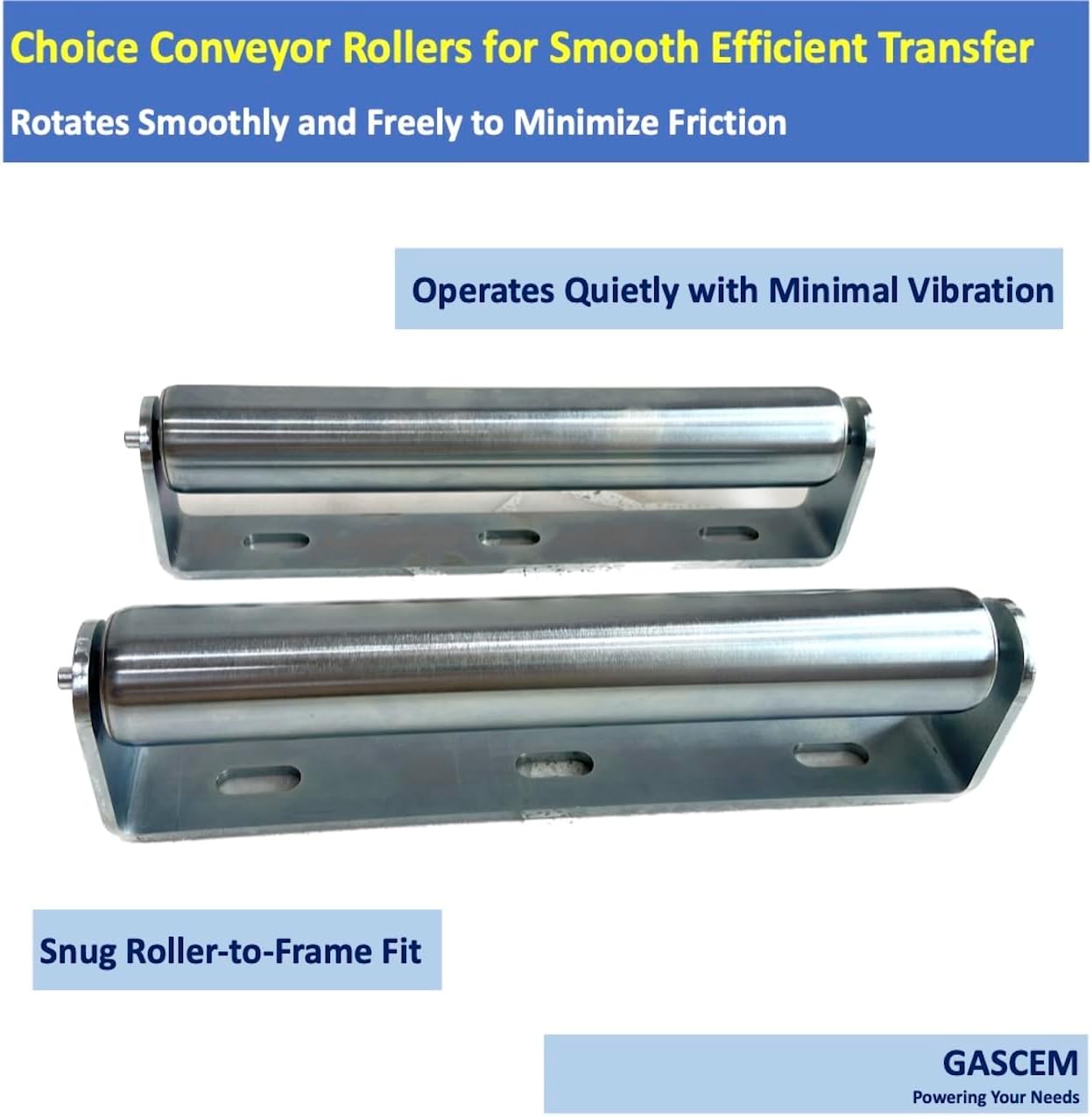 Pack of 2 10"BF Long Roller and Bracket l 1.5"Ø Galvanized Steel Conveyor Roller I Set of Roller and Bracket Versatile as Support Rollers for Woodworking, Roller Stand or Bike Rollers Conveyor Rollers