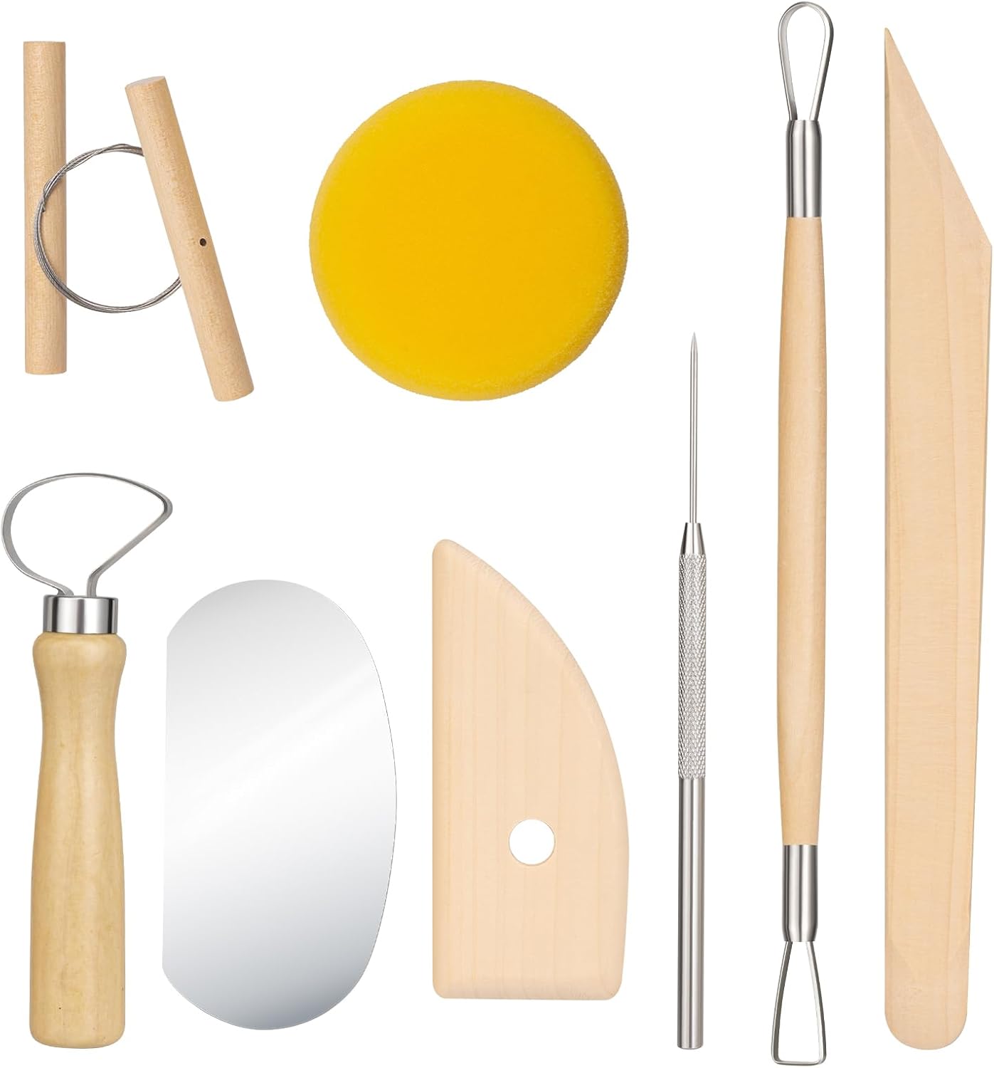 Amrules Clay Tools Kit, 8 PCS Pottery Tools, Practical Polymer Sculpting Tool Kit, Air Dry Clay Tool Set Suitable for Adults, Pottery Craft, Dotting, Drawing, Modeling, Shaping