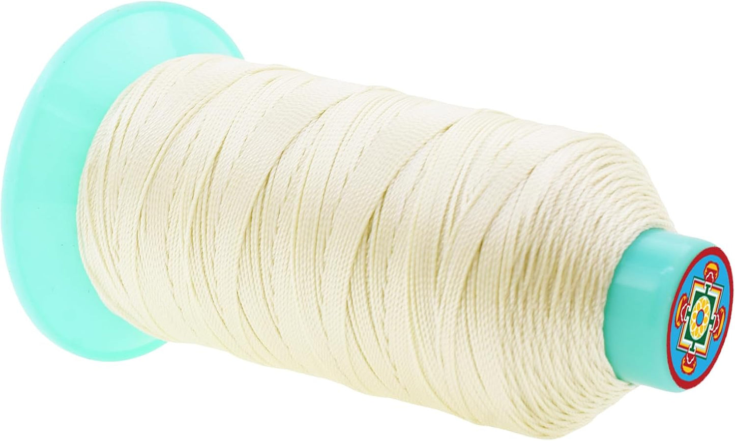 Mandala Crafts Size 277 840D T270 Bonded Nylon Thread Ivory Heavy Duty Sewing Threads - 800 YDs Tex 270 Thread for Leather, Jeans, Weaving, Outdoor Marine Upholstery Threads