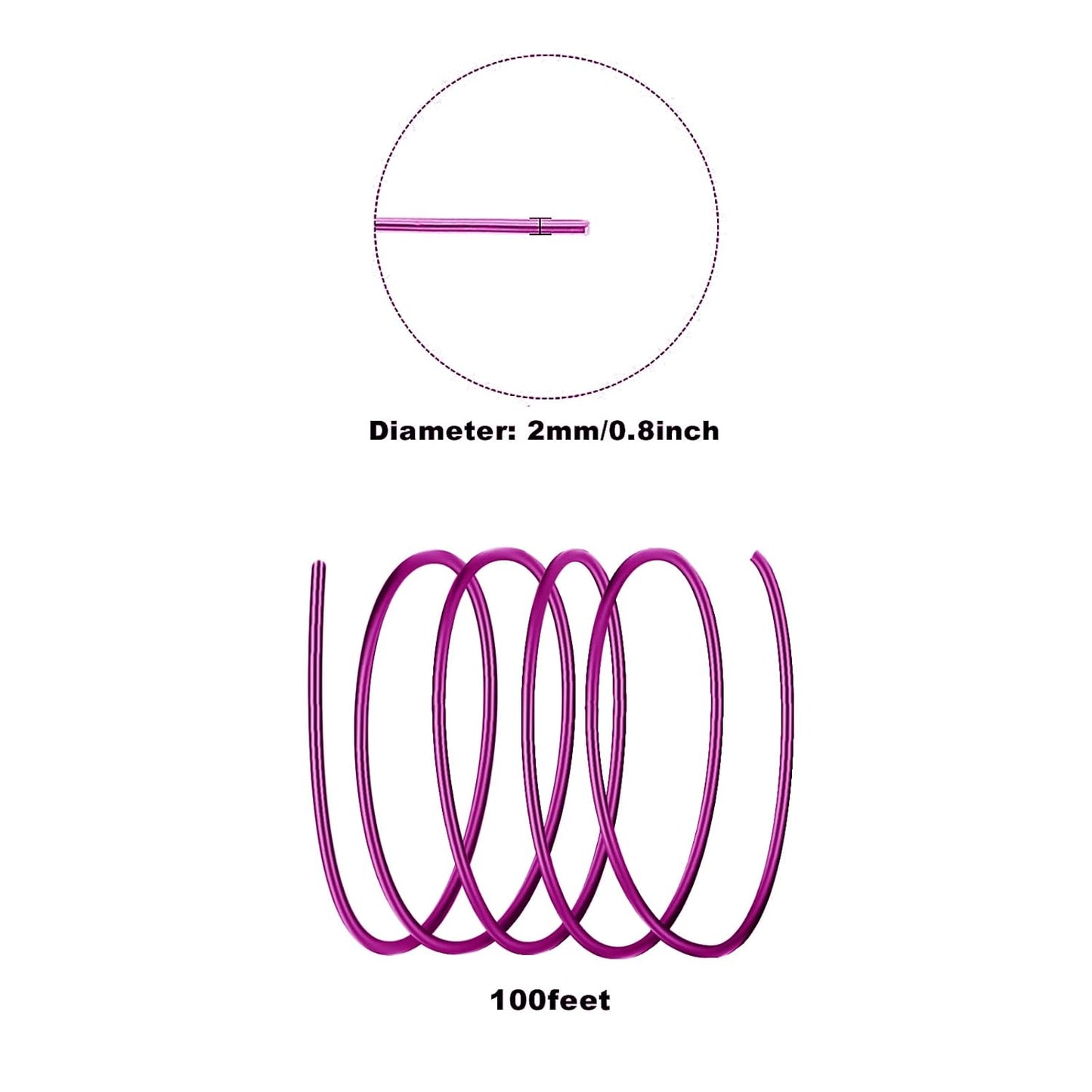 2MM Aluminum Wire - 100 Feet, 12 Gauge, Bendable Anodized Metal for Sculpting, Jewelry Making, Armature Making, Wire Weaving & Wrapping, Crafting