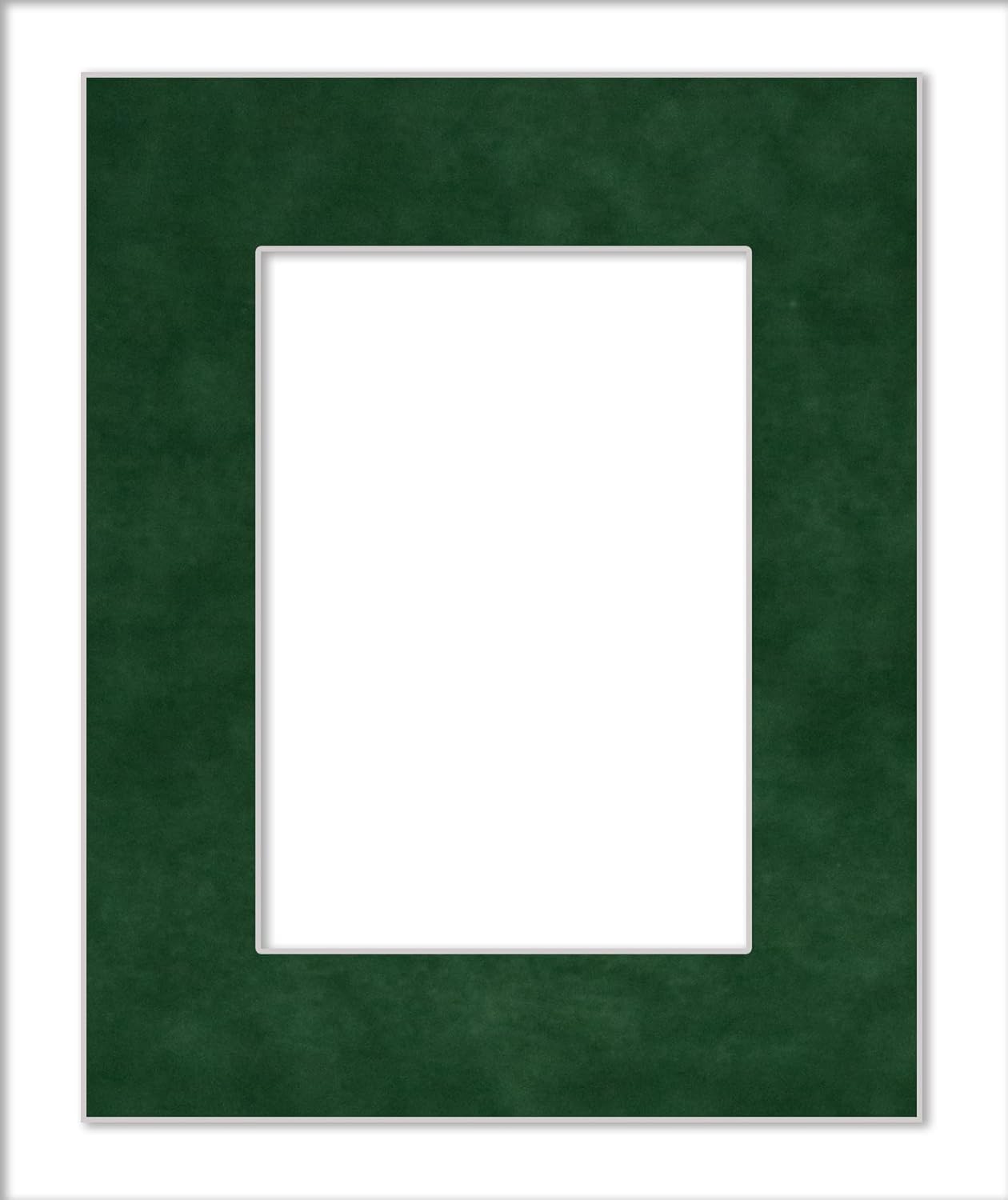 8x10 Mat Bevel Cut for 6x8 Photos - Acid Free Green Suede Precut Matboard - For Pictures, Photos, Framing - 4-ply Thickness