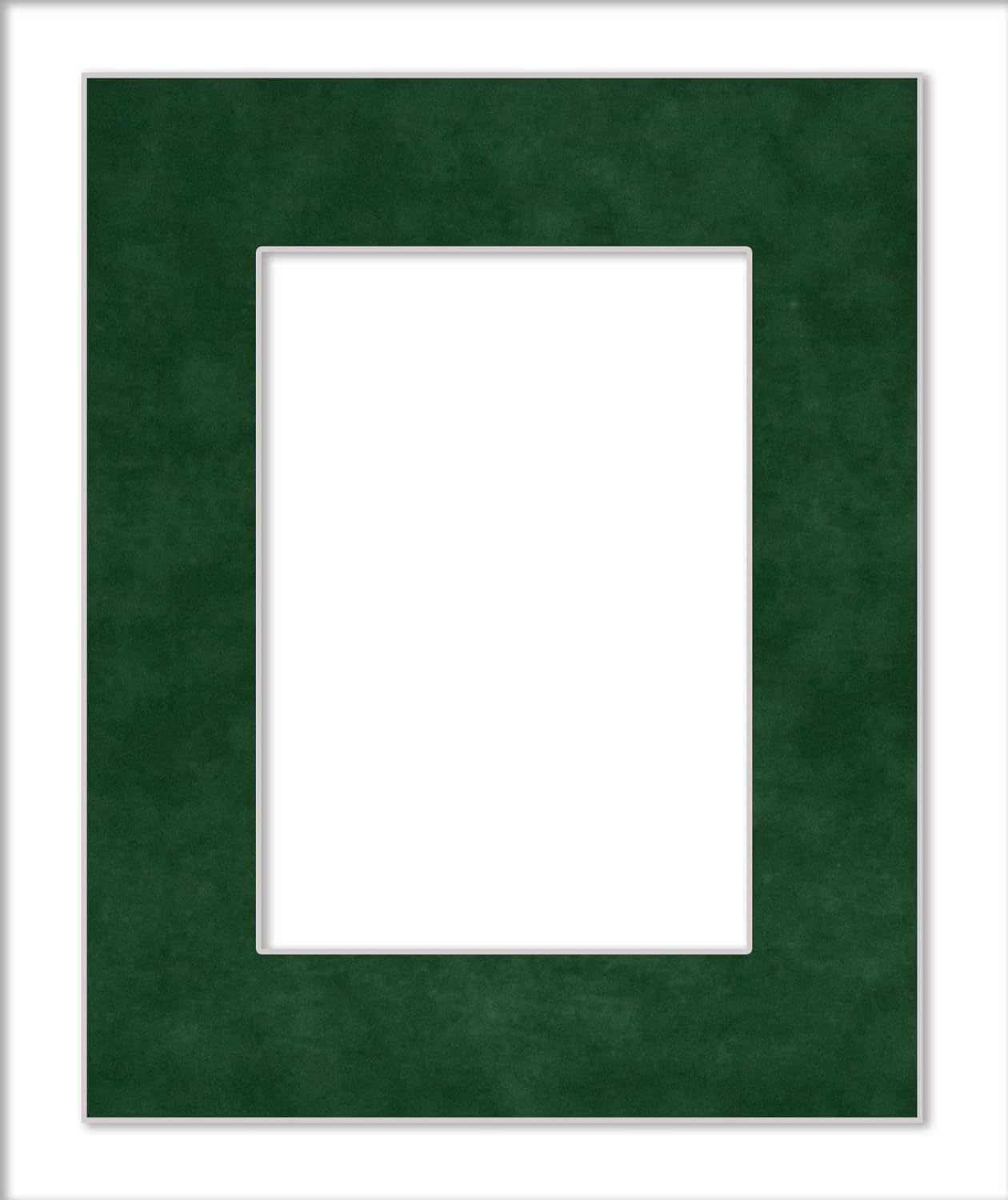 8x10 Mat Bevel Cut for 5.5x8.5 Photos - Acid Free Green Suede Precut Matboard - For Pictures, Photos, Framing - 4-ply Thickness