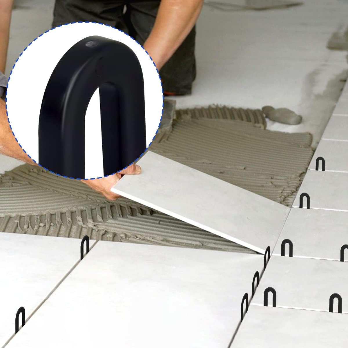 DGSL Tile Leveling System Tile Spacers 1/4 Inch, 300 pieces Horseshoe Shim U Shape Plastic Tile Leveling Clips for Various Types of Tile Leveling