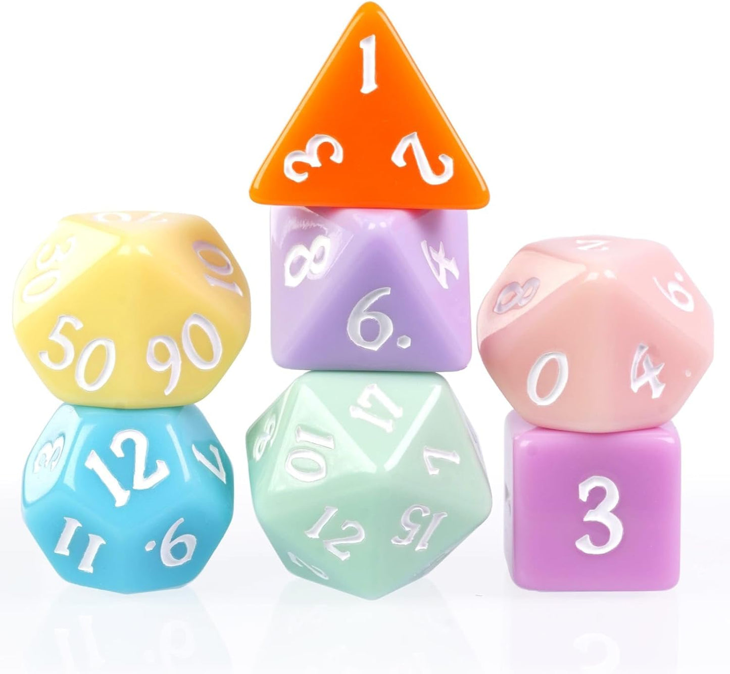 DND Dice Set -D&D Polyhedral Dice (7 Pcs) with Gift Leather Dice Bag for Dungeons and Dragons Role Playing Dice Games RPGs(7Pcs-Macaron)