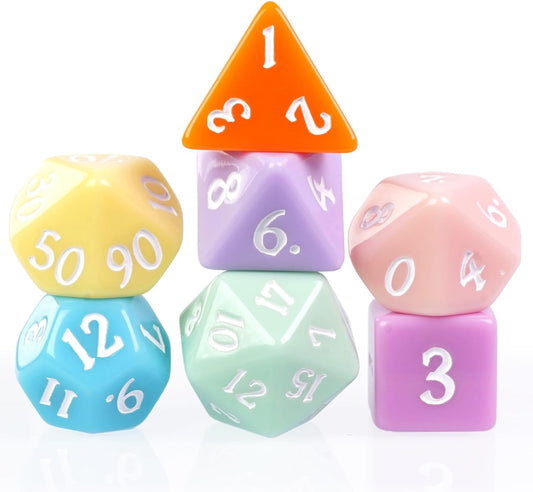 DND Dice Set -D&D Polyhedral Dice (7 Pcs) with Gift Leather Dice Bag for Dungeons and Dragons Role Playing Dice Games RPGs(7Pcs-Macaron)