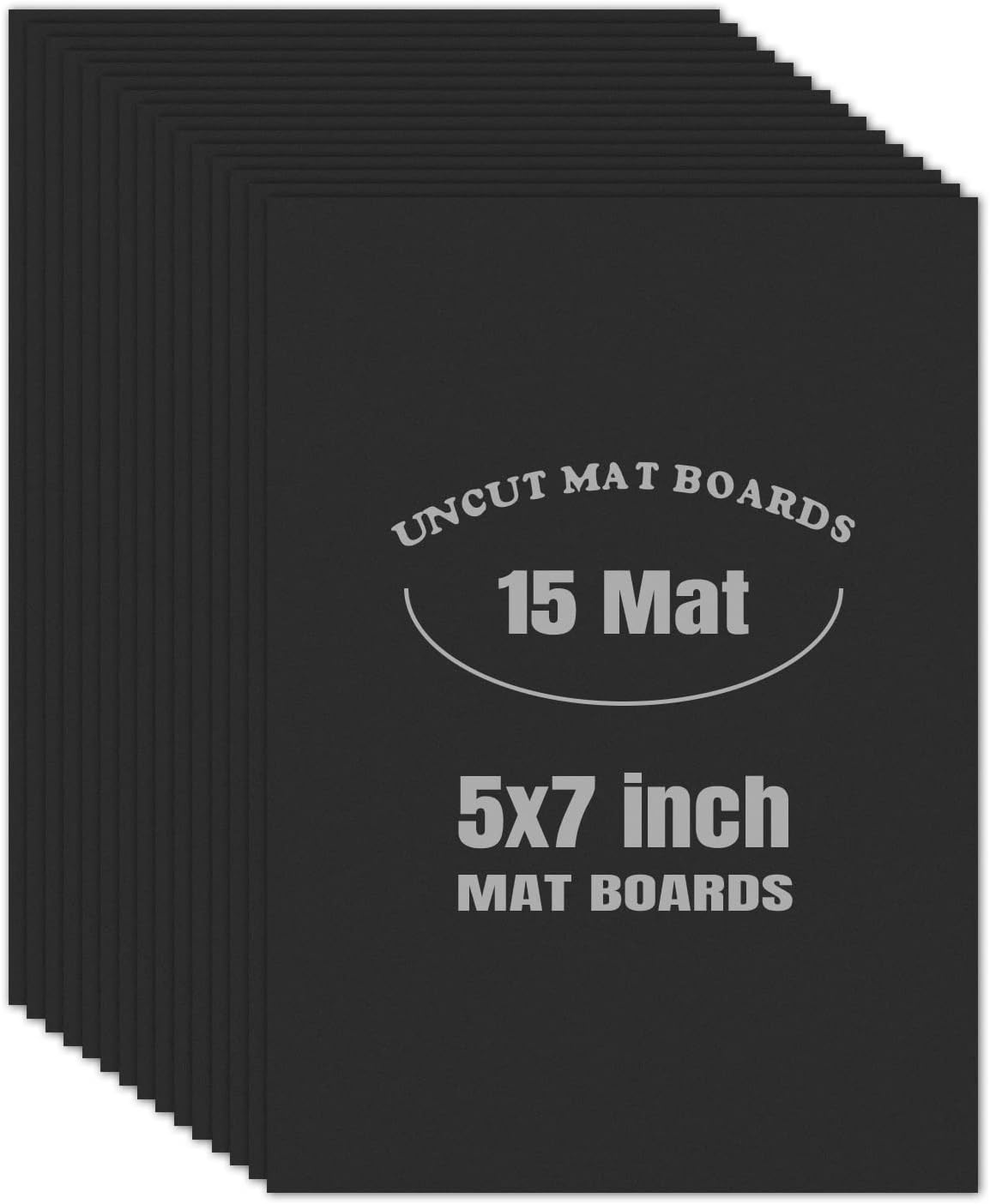 AUEAR, 15 Pack 5x7 Uncut Matte Boards Black Photo Mat Board Great for Picture Framing, Print, Artwork