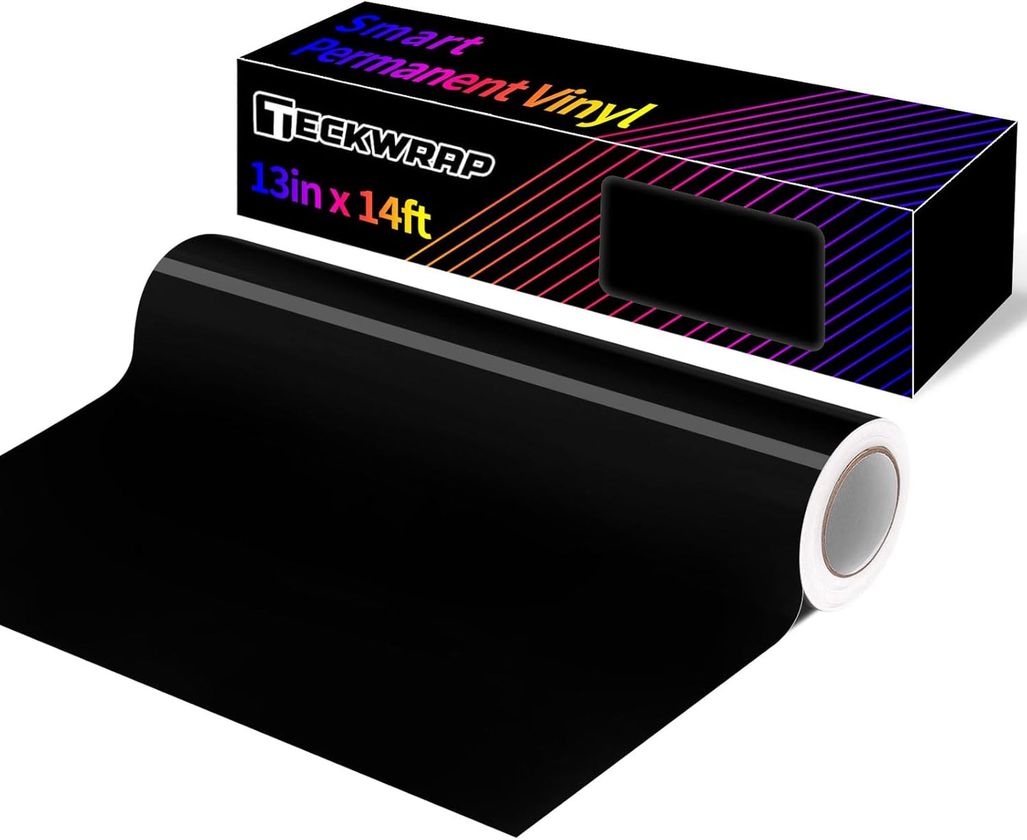 TECKWRAP Smart Permanent Vinyl, (13in x 14ft) - Adhesive Craft Vinyl - Matless Cutting & Easy to Apply for DIY Decal Projects with Maker 3 / Explore 3 Machines, Glossy Black