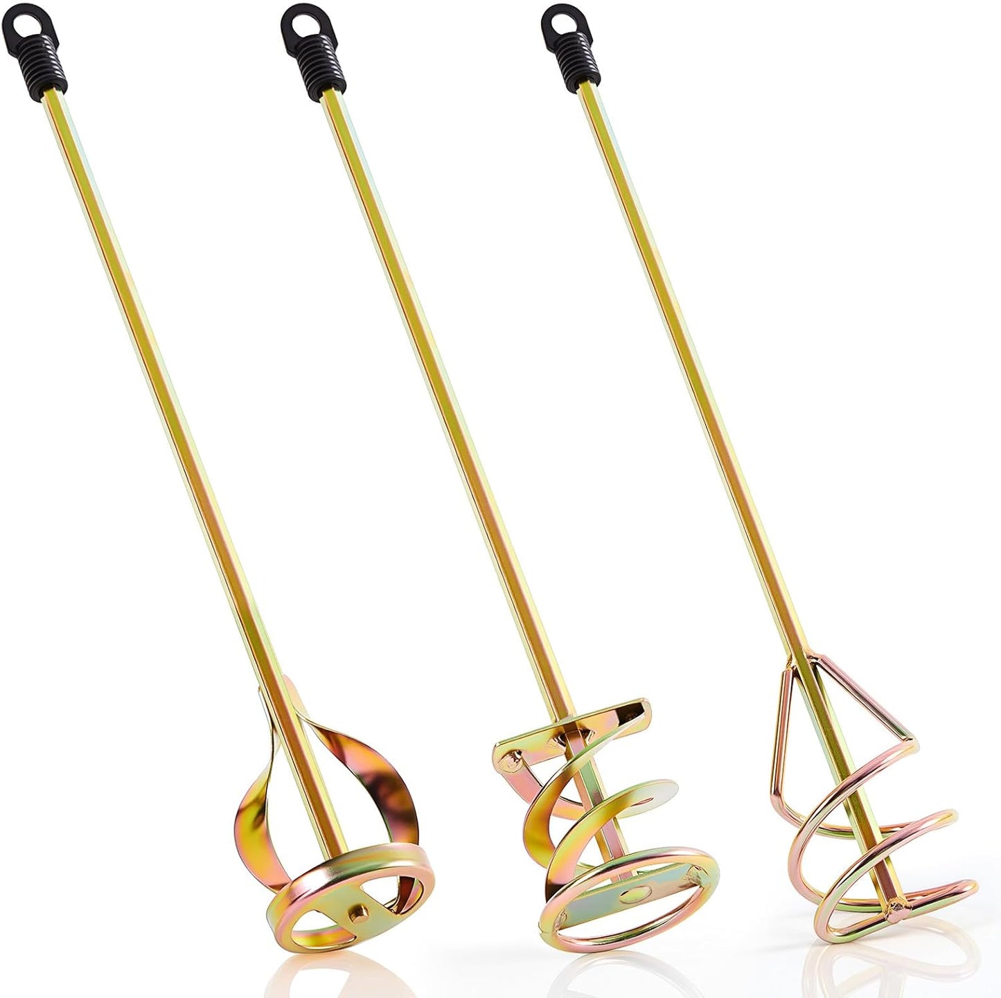 Set of 3 Paint Mixer for Drill Epoxy Resin, Mud, Cement Blades, Paint Stirrer, 15.7" Mixing Paddles and 2.3" Mixing Impeller(Gold)