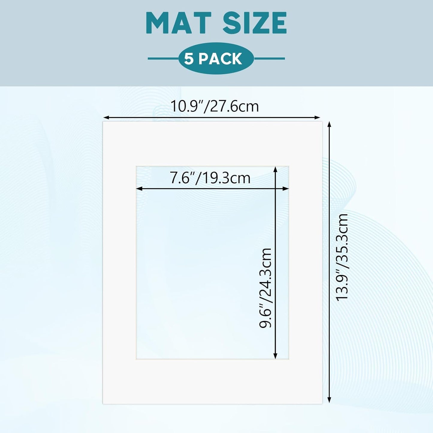 ZBEIVAN 11x14 White Picture Mats with Core Bevel Cut Frame Mattes for 8x10 Pictures - Pack of 5