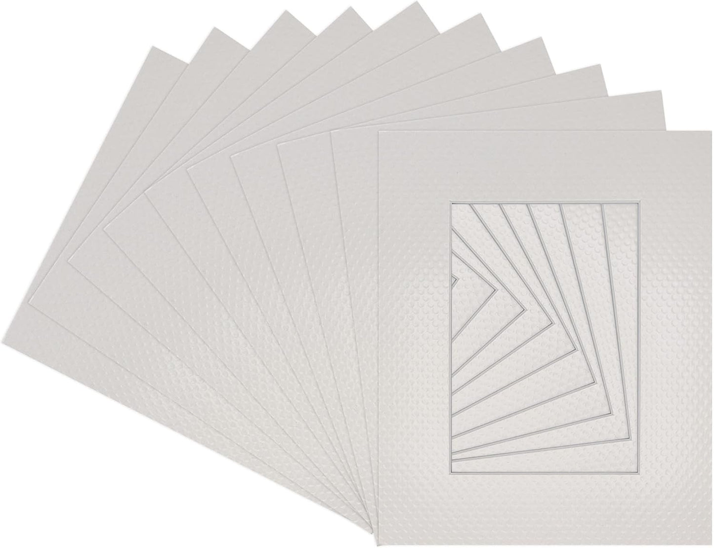 Pack of Ten 11x14 Mats Bevel Cut for 8.5x11 Photos - Acid Free Golf Ball Texture Precut Matboards for Pictures, Photos, Framing - 4-ply Thickness