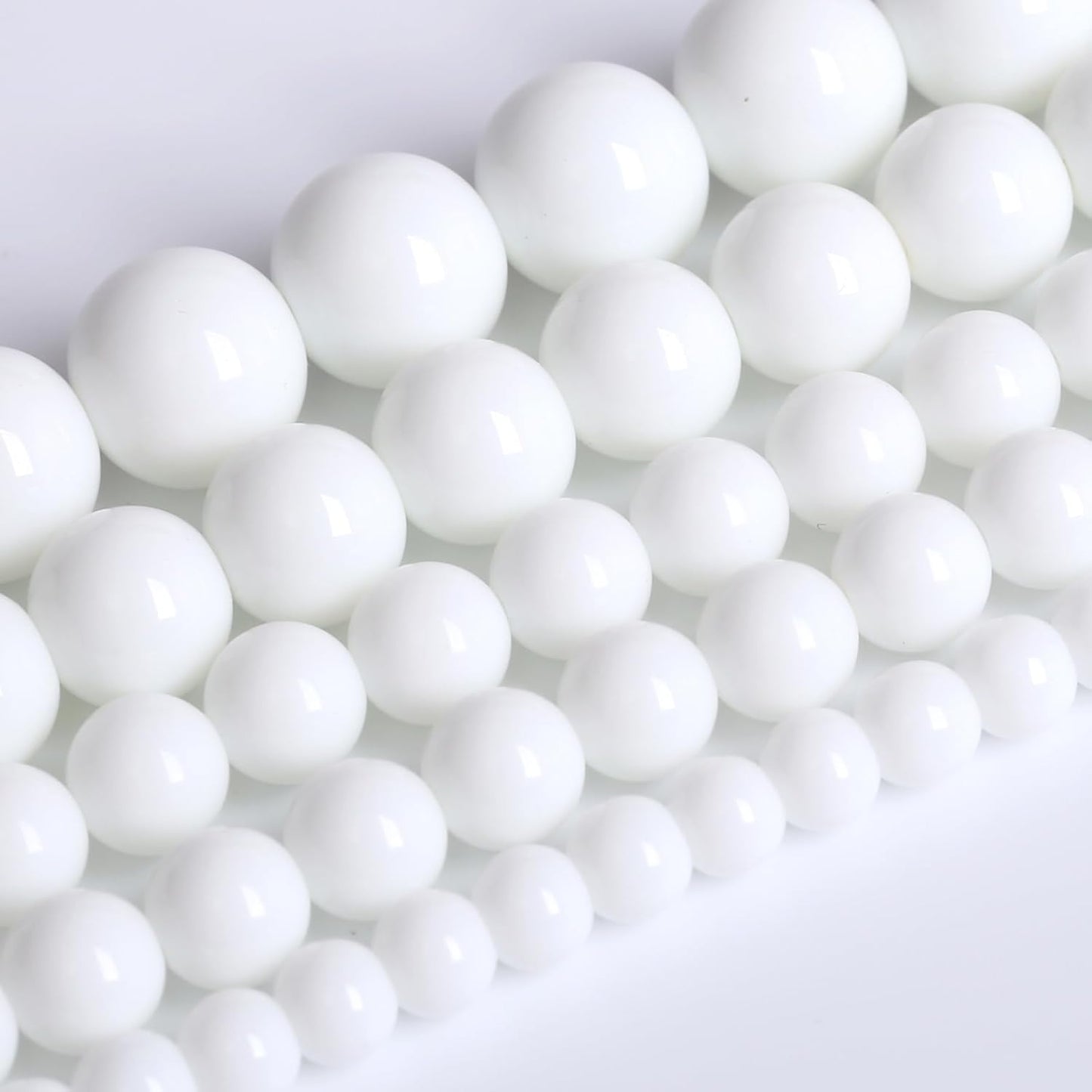 8MM Natural Stone White Porcelain Agate Beads Round Loose Stone Beads for Jewelry and Bracelets Making 90pcs 2 Strands 32"