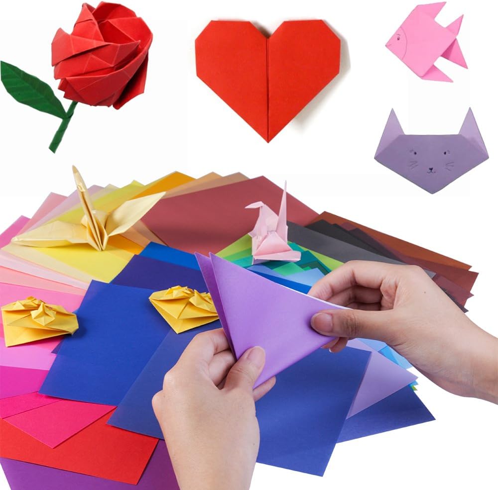 Opret Origami Paper 6x6 inch, 100 Sheets Origami Paper 50 Vivid Colors 15x15 cm Single Sided for Kids Arts and Crafts Projects