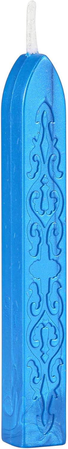 Yoption 5 Pcs Totem Fire Manuscript Sealing Sticks with Wicks Multi-Color Cord Wick Sealing Wax for Postage Letter Retro Vintage Wax Seal Stamp (Royal Blue)