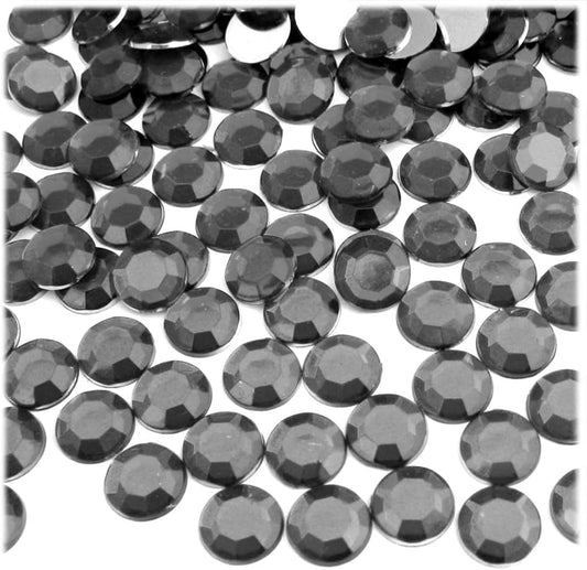 The Crafts Outlet 144pc Flatback Acrylic Rhinestones Round 10mm - Charcoal Gray