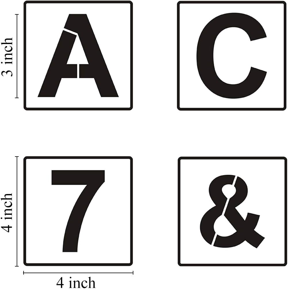 Alphabet Letter and Number Stencils 4 Inch - 40 Pack Letters and Numbers Stencil Templates with Signs for Painting on Wood, Reusable Number and Letter Stencils for Chalkboard Signs & Wood Wall Art