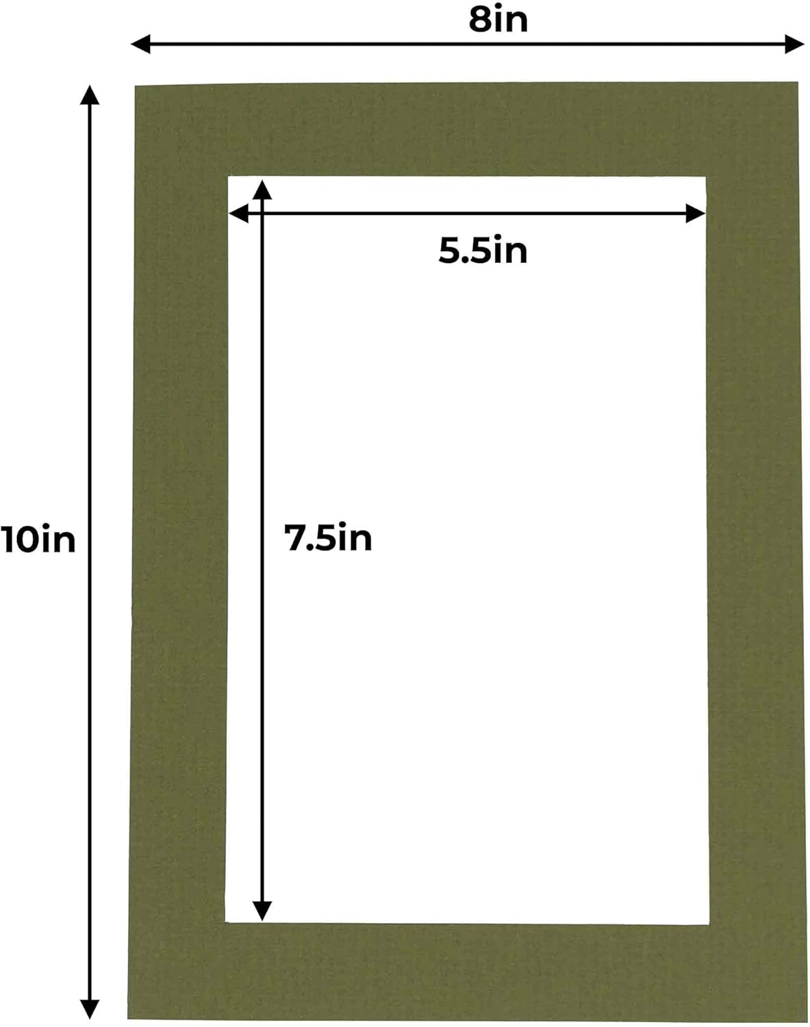 8x10 Mat for 6x8 Photo - Precut Dill Green Picture Matboard for Frames Measuring 8 x 10 Inches - Bevel Cut to Display Art Measuring 6 x 8 Inches - Acid Free ONE MAT with Backing Board & Clear Bag