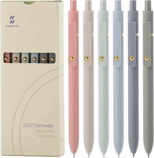 Ddaowanx Gel Pens, 6 Pcs 0.5mm Quick Dry Black Ink Pens Fine Point Smooth Writing Pens, Cute Office School Supplies Gifts for Women