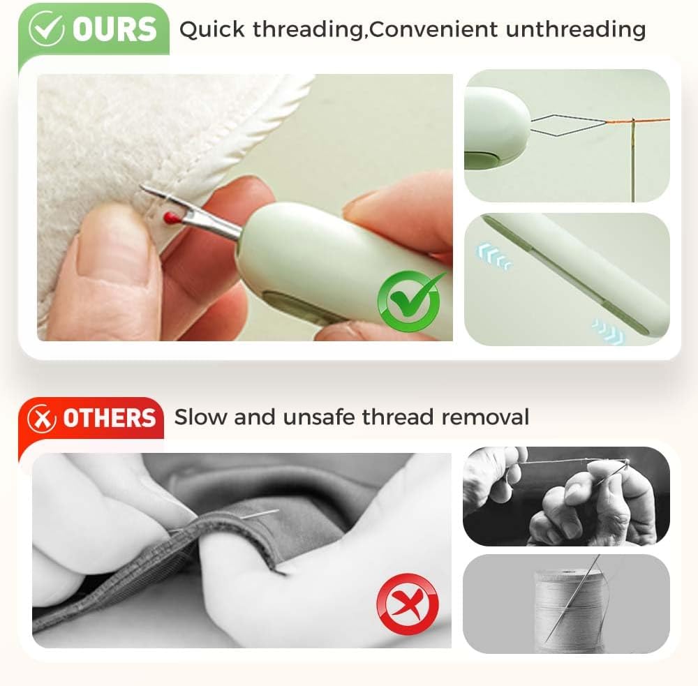 2 in 1 Needle Threader Seam Ripper, Upgraded Sewing Kit Tool for Needle Threading and Seam Removal, Quilting Stitching Supplies for Elderly and Sewing Enthusiasts (3 PCS)