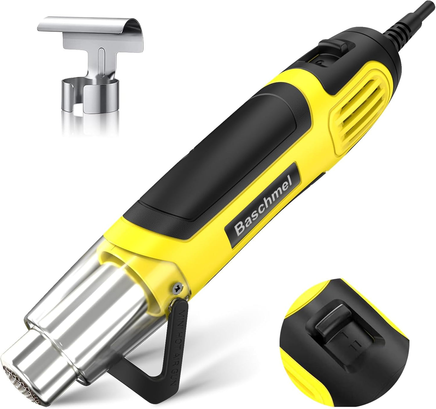 Mini Heat Gun, 500W 2-Temp 662°F-932°F (350°C-500°C) Fast Heat Hot Air Gun with 5.9Ft Cord & Reflector Nozzle for Crafting, Vinyl Wrap, Embossing, Shrink Tubing/Wrapping, Epoxy Resin