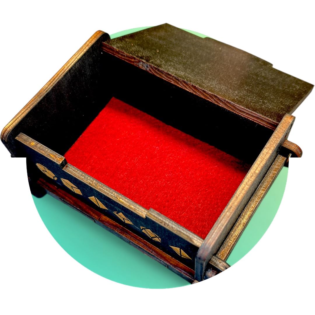 Dice Box - BLACK - 6x4x3 Also holds jewelry and great for desks and desk top items (Dragons Eye - PERSONALIZED)