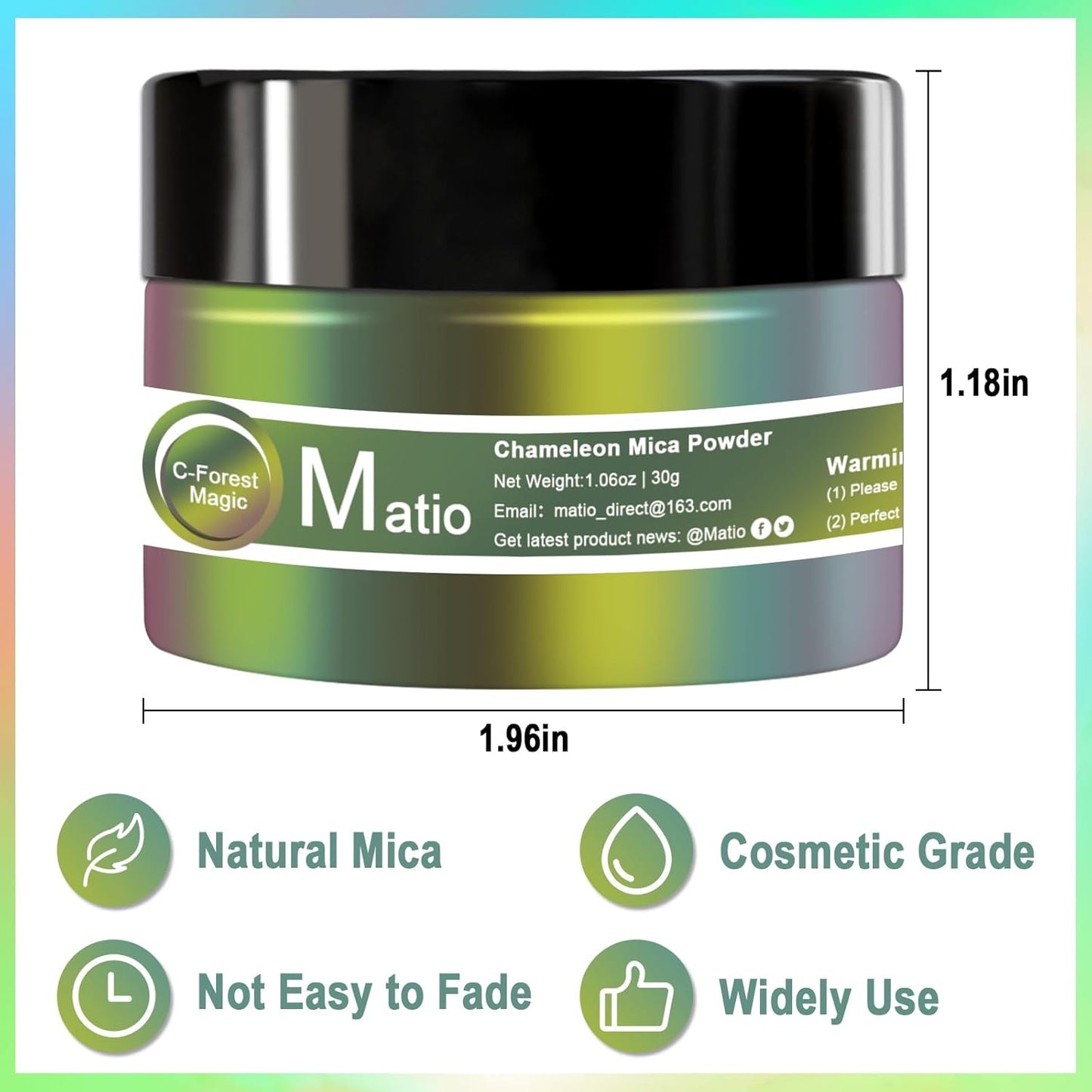Matio Chameleon Mica Powder, 1.06oz/ 30g Sunshine Beach Chrome Powder, Pearlescent Effect Color Shift Pigment for Resin Craft, Soap Candle Dye, Nail Art, Makeup, Bath Bomb,Paint,Slime Pigment