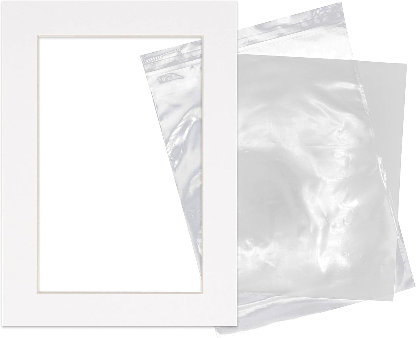 5x7 Mat for 8.5x11 Frame - Precut Mat Board Acid-Free Show Kit with Backing Board, and Clear Bags White 5x7 Photo Matte Made to Fit a 8.5x11 Picture Frame Matboard for Framing, Pack of 1 Mat