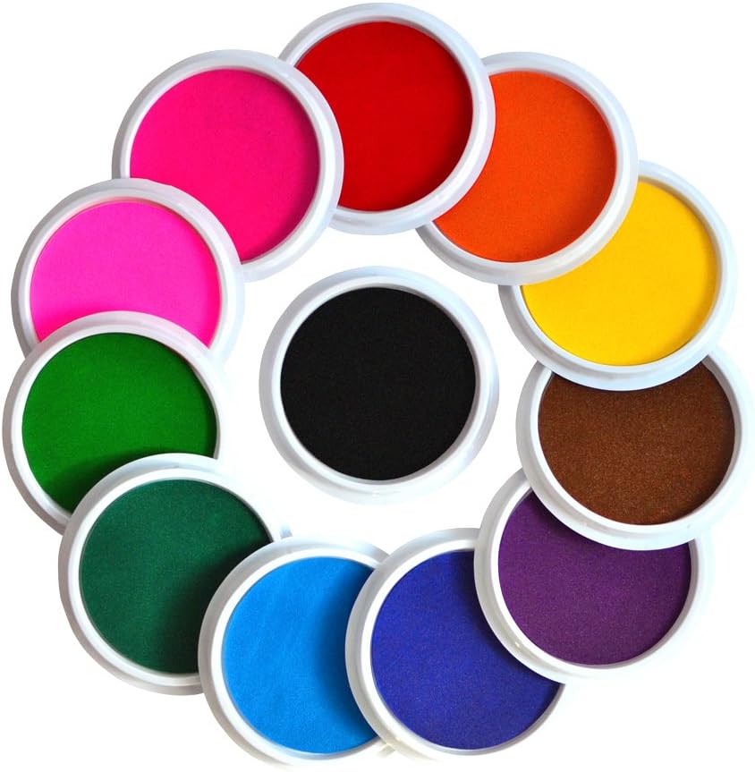 Myboree Washable Large Ink Pads for Kids Crafts Projects Rubber Stamps 12 Colors